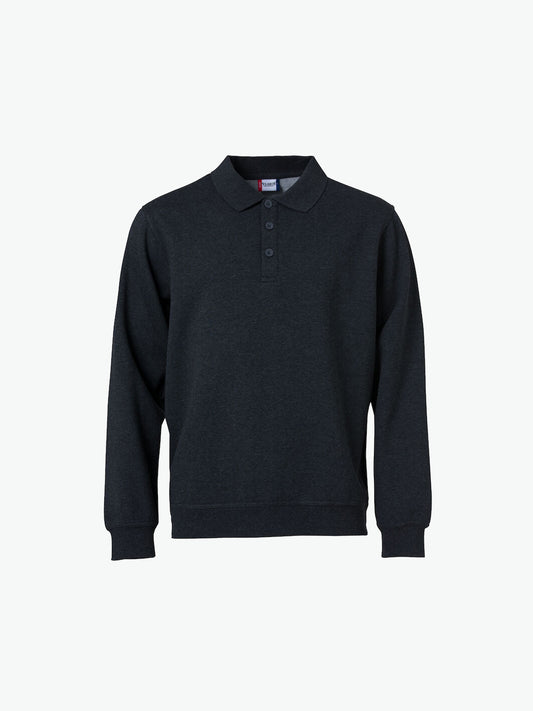 Clique Basic Polo Sweater - Antraciet Melange Polosweater Clique XS