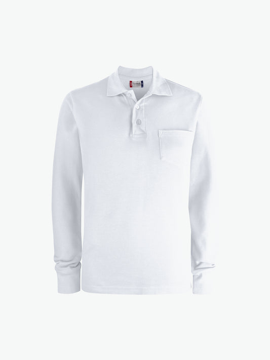 Clique Basic Polo L/S Pocket - Wit Polo Clique XS