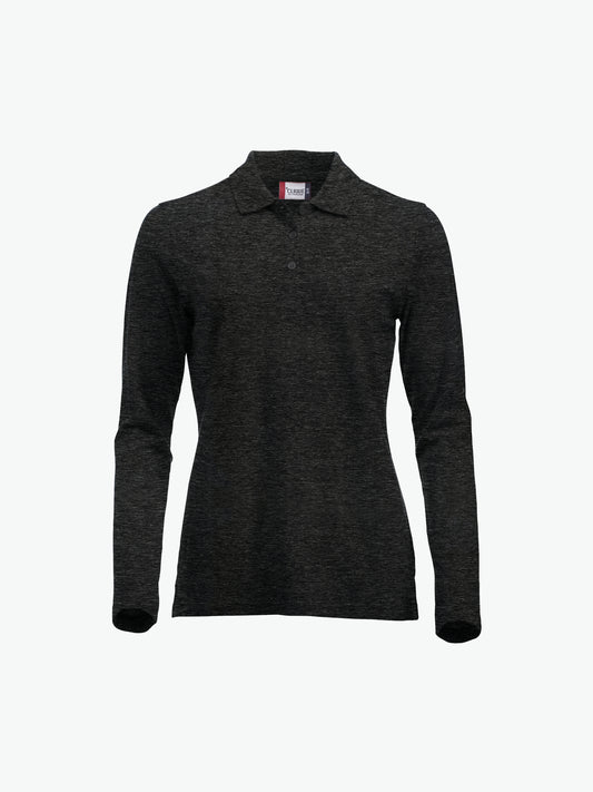 Clique Classic Marion L/S Polo - Antraciet Melange Polo Dames Clique XS