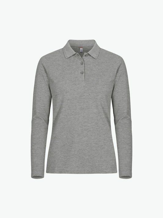 Clique Manhattan Women L/S Polo - Grijsmelange Polo Dames Clique XS