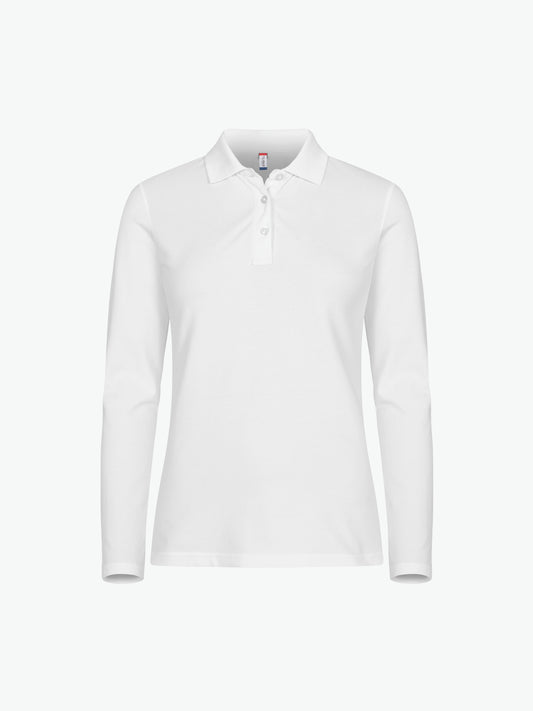 Clique Stretch Premium Polo Women L/S - Wit Polo Dames Clique XS