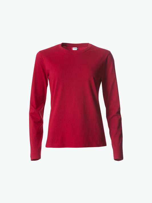 Clique Basic-T L/S Women - Rood T-Shirt Dames Clique XS