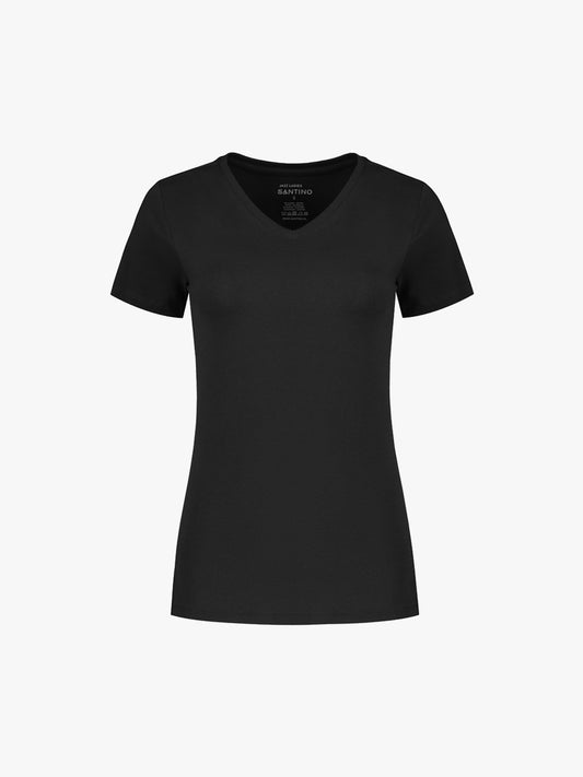 Santino Jazz Ladies V-neck T-shirt - Zwart T-Shirt Dames Santino XS