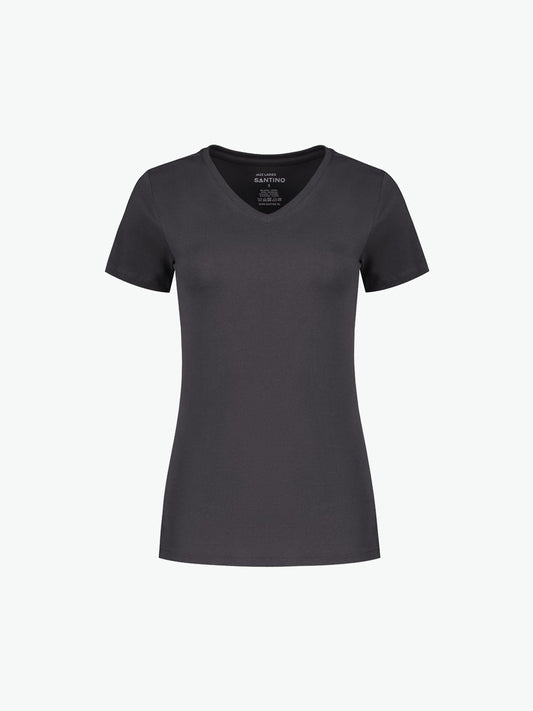Santino Jazz Ladies V-neck T-shirt - Grijs T-Shirt Dames Santino XS