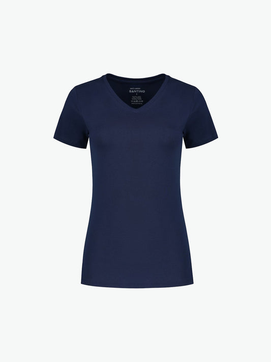 Santino Jazz Ladies V-neck T-shirt - Navy T-Shirt Dames Santino XS