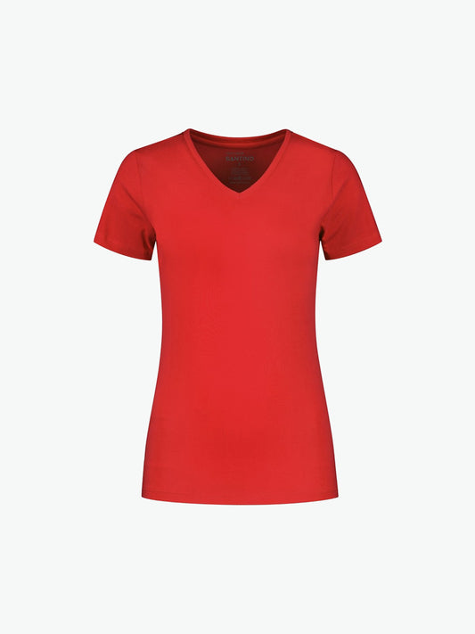 Santino Jazz Ladies V-neck T-shirt - Rood T-Shirt Dames Santino XS