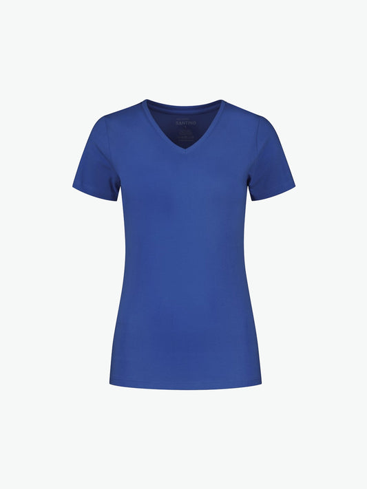 Santino Jazz Ladies V-neck T-shirt - Blauw T-Shirt Dames Santino XS