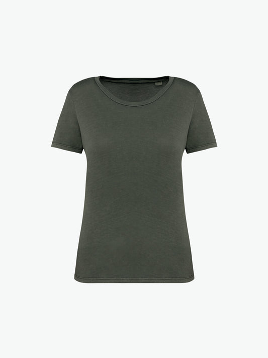 Native Spirit NS316 T-shirt - Washed Organic Khaki Duurzame T-Shirt Dames Native Spirit XS