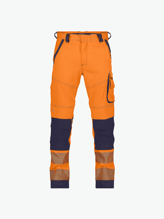 Dassy Aruba Stretch hogezichtbaarheidsbroek met kniezakken - Fluo-Oranje/Marineblauw Werkbroek Dassy