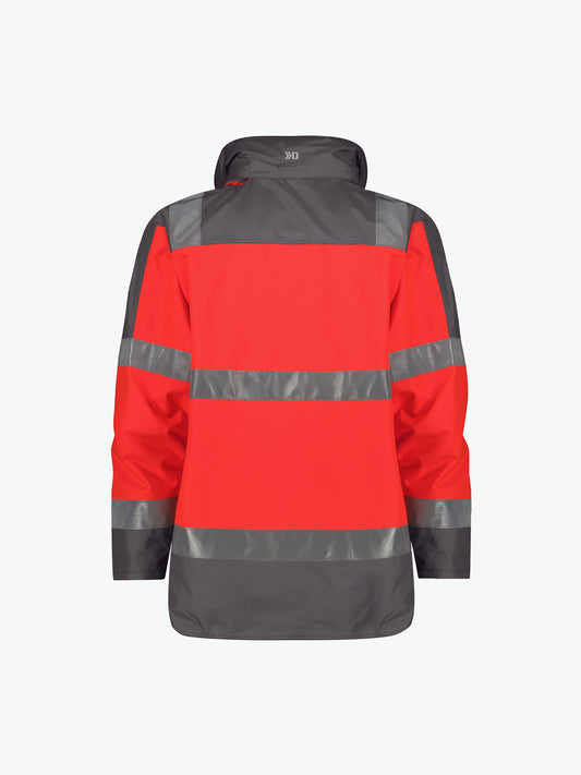 Dassy Atlantis Hogezichtbaarheidsparka - Fluorood/Cementgrijs Werkjas Hivis Dassy