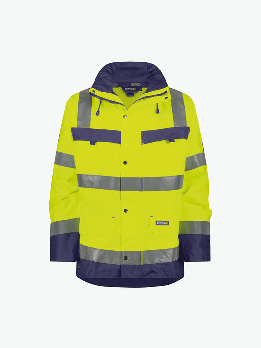 Dassy Atlantis Hogezichtbaarheidsparka - Fluogeel/Marineblauw Werkjas Hivis Dassy