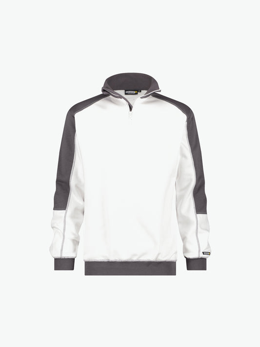 Dassy Basiel Tweekleurige sweater - Wit/Cementgrijs Werksweater Dassy