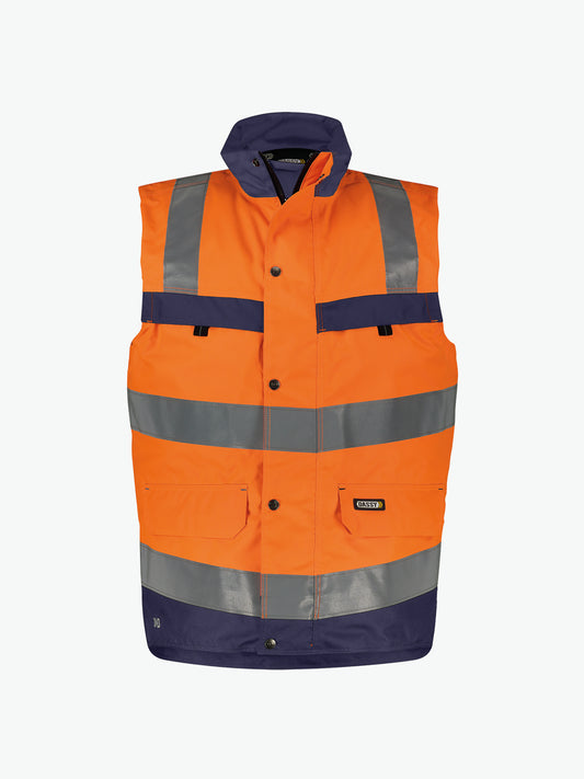 Dassy Bilbao Hogezichtbaarheidsbodywarmer - Fluo-Oranje/Marineblauw Werkvest HiVis Dassy