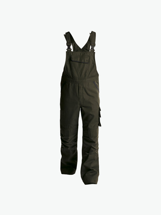 Dassy Bolt Canvas bretelbroek met kniezakken - Olijfgroen/Zwart Werkbroek Dassy
