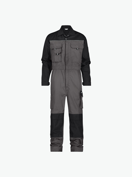 Dassy Cannes Tweekleurige overall met kniezakken - Cementgrijs/Zwart Werkbroek Dassy
