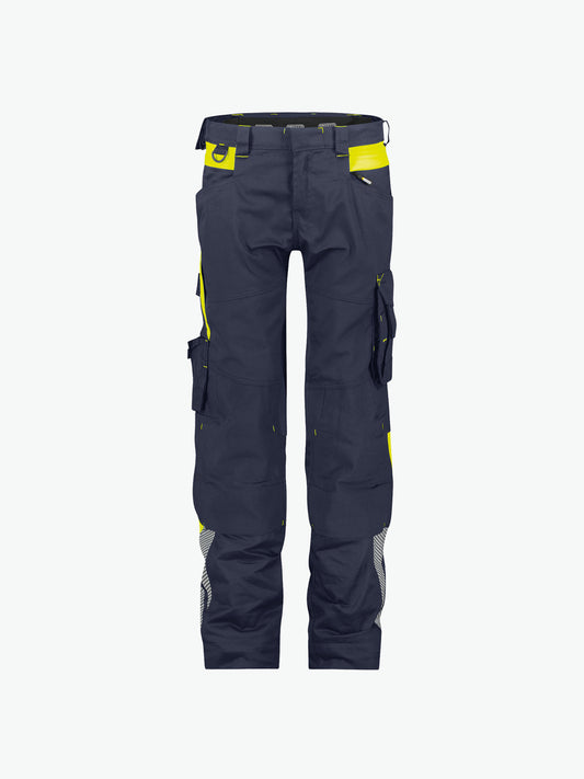 Dassy Canton Women Werkbroek met stretch en kniezakken voor dames - Nachtblauw/Fluogeel Werkbroek Dames Dassy