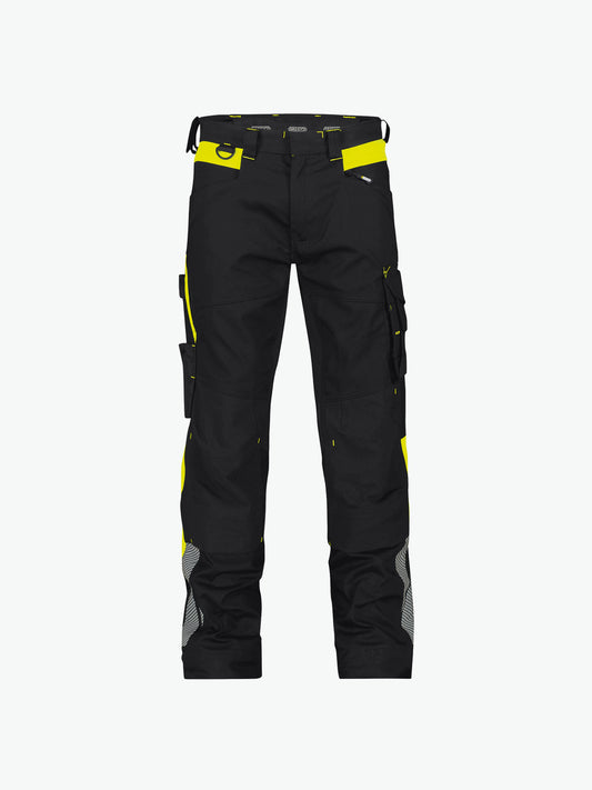 Dassy Canton Werkbroek met stretch en kniezakken - Zwart/Fluogeel Werkbroek Dassy