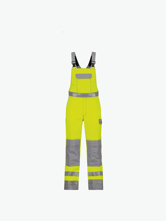 Dassy Colombia Multinorm hogezichtbaarheidsbretelbroek met kniezakken - Fluogeel/Grafietgrijs Werkbroek Dassy