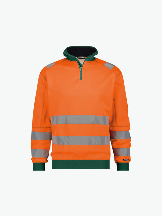 Dassy Denver Hogezichtbaarheidssweater - Fluo-Oranje/Flessengroen Werksweater HiVis Dassy