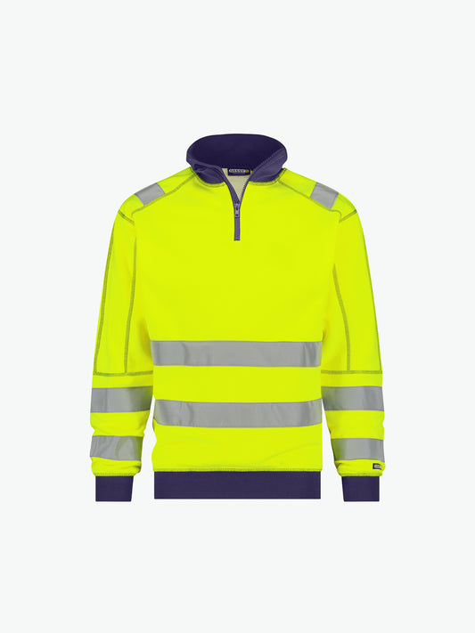 Dassy Denver Hogezichtbaarheidssweater - Fluogeel/Marineblauw Werksweater HiVis Dassy