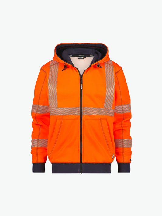 Dassy Evans Hogezichtbaarheidshoodie - Fluo-Oranje/Marineblauw Werksweater HiVis Dassy