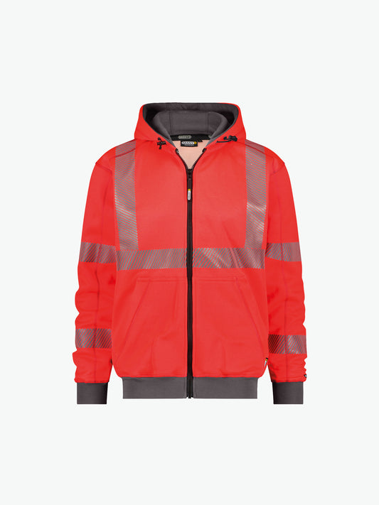 Dassy Evans Hogezichtbaarheidshoodie - Fluorood/Cementgrijs Werkjas HiVis Dassy