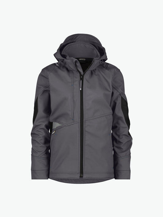 Dassy Gravity Women Softshelljas voor dames - Antracietgrijs/Zwart Werkjas Softshell Dames Dassy