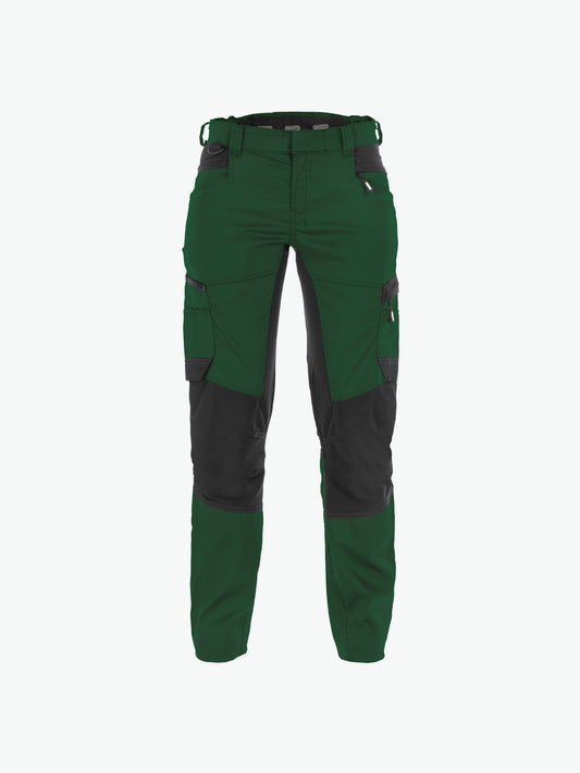 Dassy Helix Women Werkbroek met stretch voor dames - Flessengroen/Zwart Werkbroek Dames Dassy