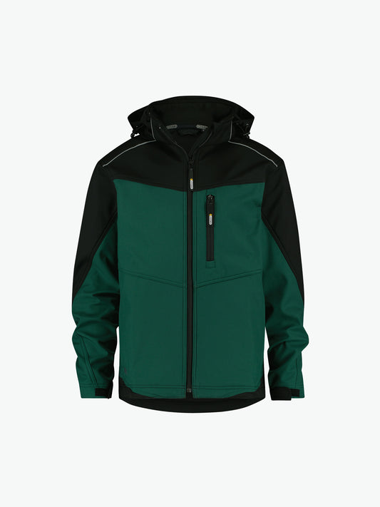 Dassy Jakarta Tweekleurige softshelljas - Flessengroen/Zwart Werkjas Softshell Dassy