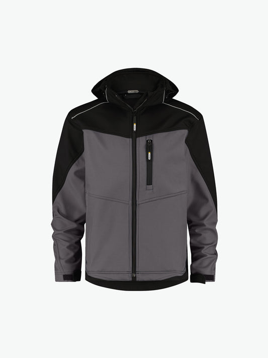 Dassy Jakarta Tweekleurige softshelljas - Cementgrijs/Zwart Werkjas Softshell Dassy