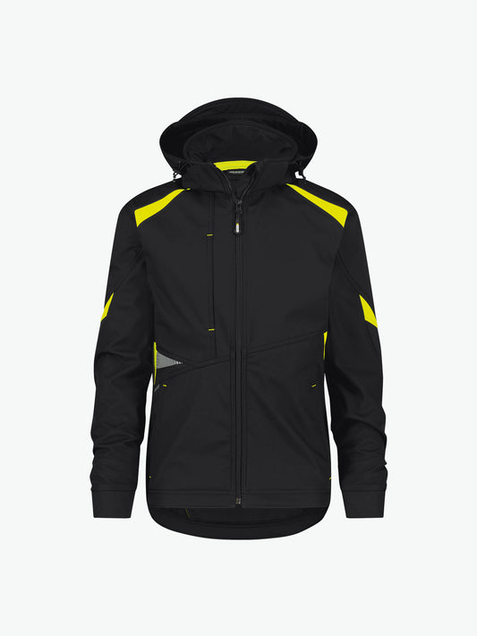 Dassy Kalama Softshelljas - Zwart/Fluogeel Werkjas Softshell Dassy