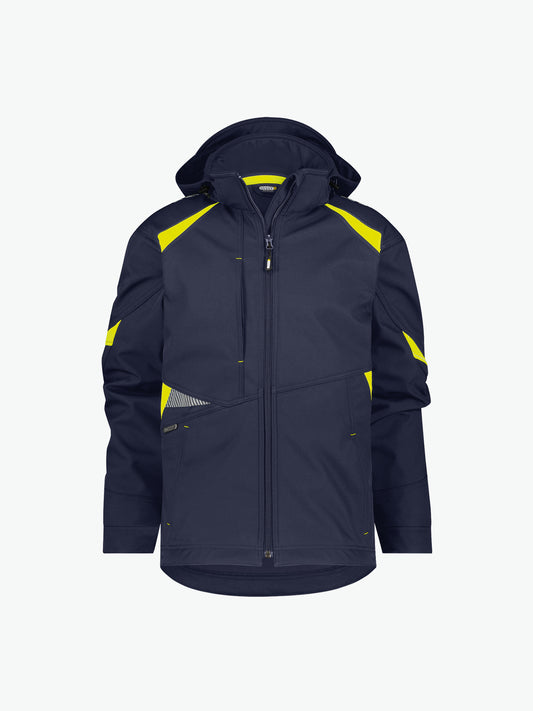 Dassy Kalama Softshelljas - Nachtblauw/Fluogeel Werkjas Softshell Dassy