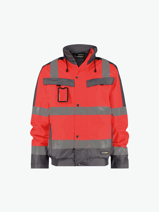 Dassy Lima Hogezichtbaarheidswinterjas - Fluorood/Cementgrijs Werkjas HiVis Dassy