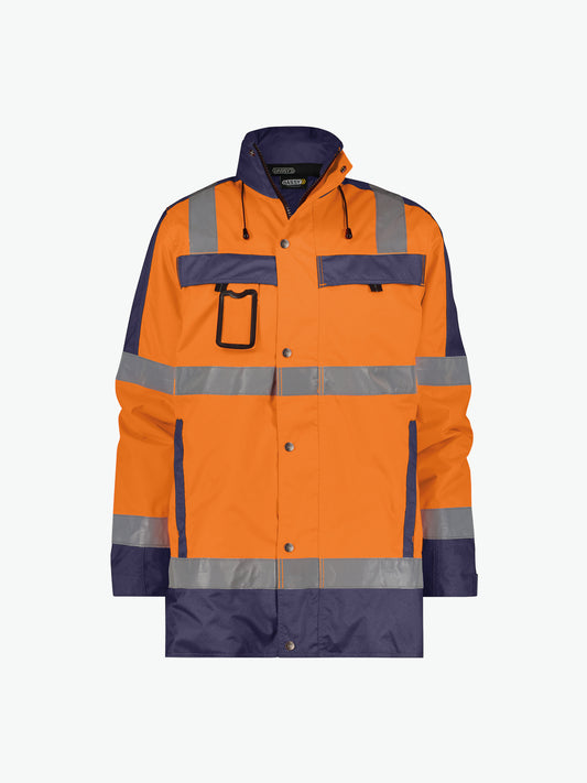 Dassy Limasol Hogezichtbaarheidsparka - Fluo-Oranje/Marineblauw Werkjas HiVis Dassy