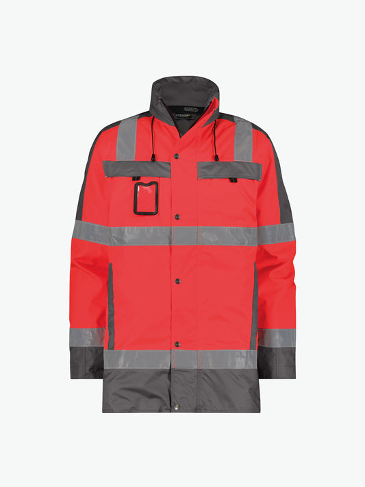 Dassy Limasol Hogezichtbaarheidsparka - Fluorood/Cementgrijs Werkjas Hivis Dassy