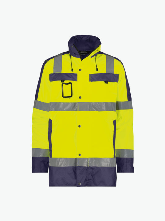 Dassy Limasol Hogezichtbaarheidsparka - Fluogeel/Marineblauw Werkjas HiVis Dassy