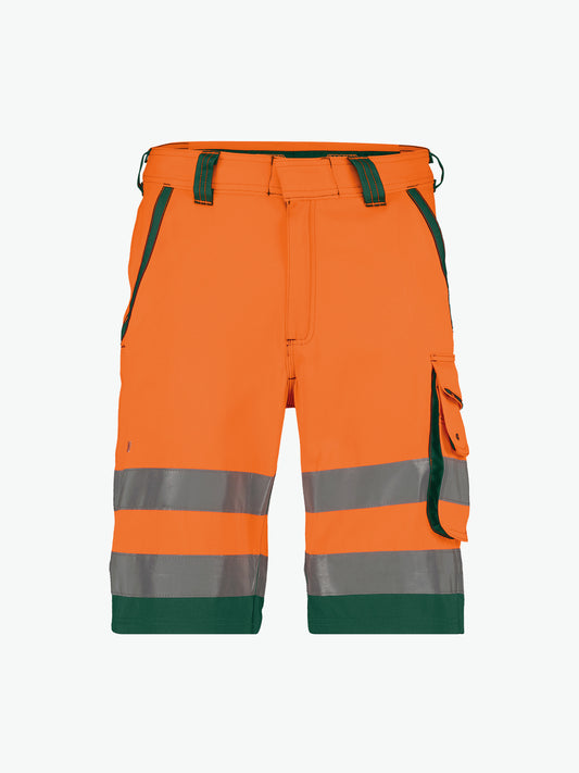 Dassy Lucca Hogezichtbaarheidsshort - Fluo-Oranje/Flessengroen Korte Werkbroek HiVis Dassy