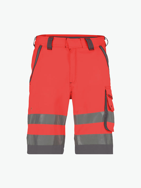 Dassy Lucca Hogezichtbaarheidsshort - Fluorood/Cementgrijs Korte Werkbroek HiVis Dassy