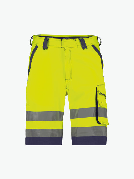 Dassy Lucca Hogezichtbaarheidsshort - Fluogeel/Marineblauw Korte Broek HiVis Dassy