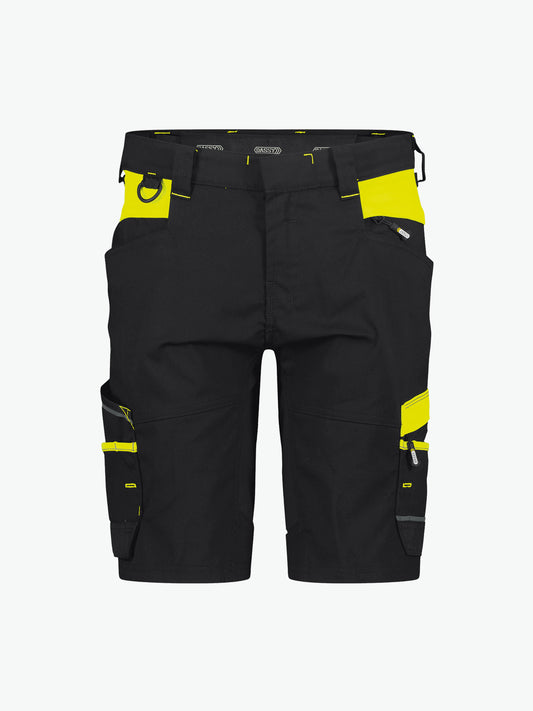 Dassy Manilla Women Werkshort met stretch voor dames - Zwart/Fluogeel Korte Werkbroek Dames Dassy