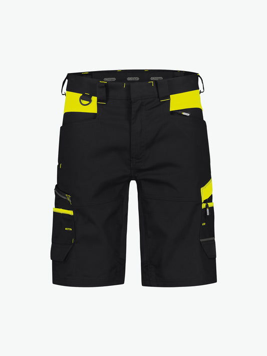 Dassy Manilla Werkshort met stretch - Zwart/Fluogeel Korte Werkbroek Dassy