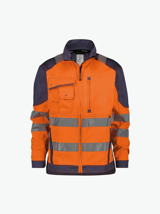 Dassy Orlando Hoge zichtbaarheidsvest - Fluo-Oranje/Marineblauw Werkjas Hivis Dassy