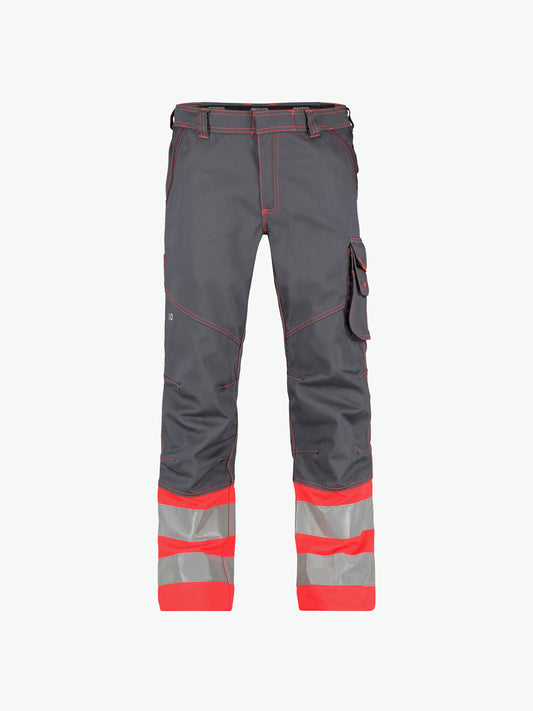 Dassy Phoenix Hogezichtbaarheidsbroek - Cementgrijs/Fluorood Werkbroek HiVis Dassy