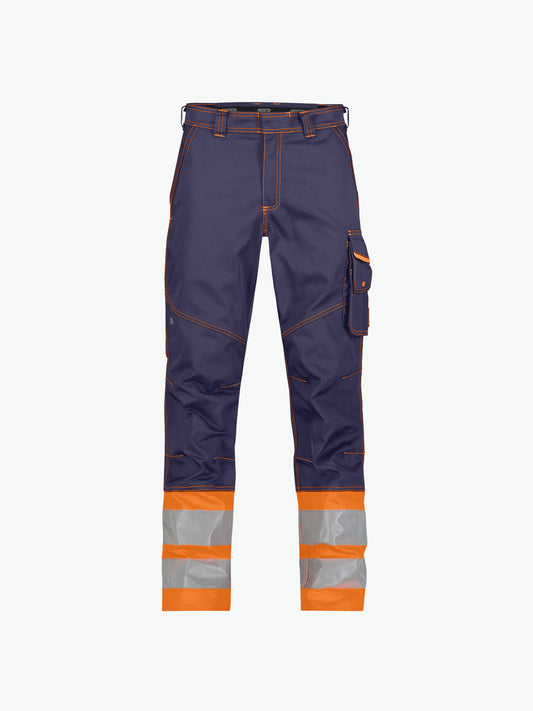 Dassy Phoenix Hogezichtbaarheidsbroek - Marineblauw/Fluo-Oranje Werkbroek HiVis Dassy