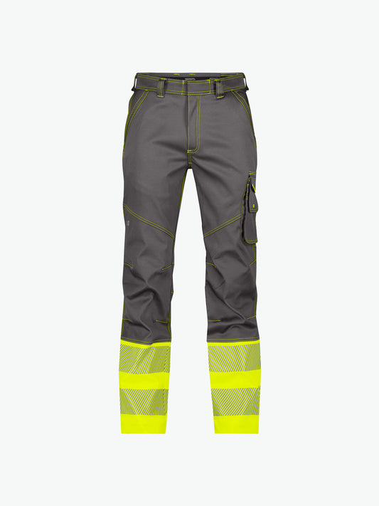 Dassy Princeton Stretch hogezichtbaarheidsbroek - Cementgrijs/Fluogeel Werkbroek HiVis Dassy