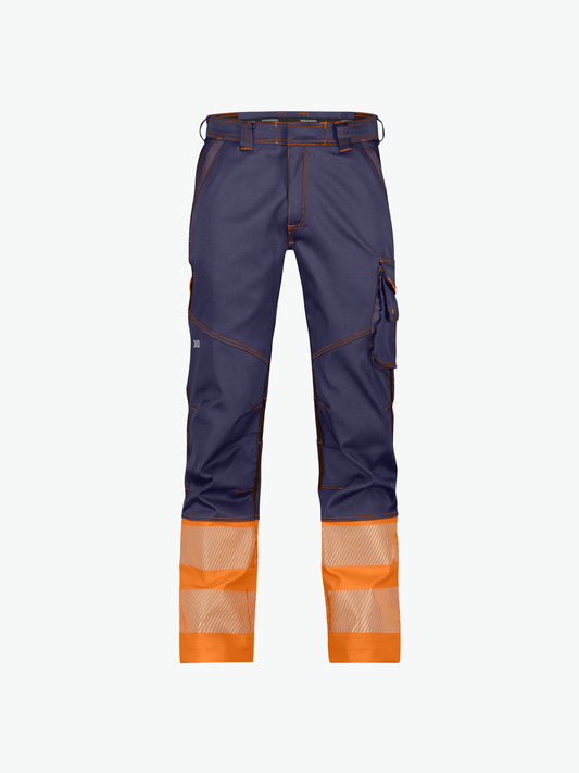 Dassy Princeton Stretch hogezichtbaarheidsbroek - Marineblauw/Fluo-Oranje Werkbroek HiVis Dassy