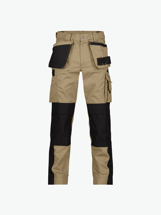 Dassy Seattle Tweekleurige holsterzakkenbroek met kniezakken - Beige/Zwart Werkbroek Dassy