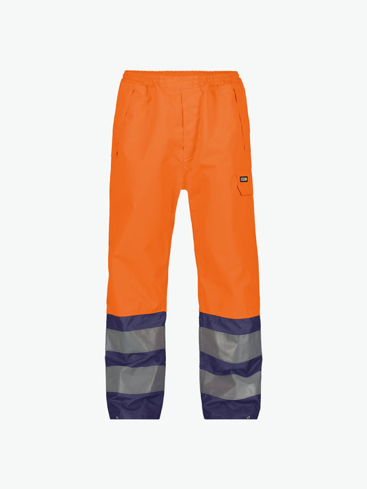Dassy Sola Hogezichtbaarheidsregenbroek - Fluo-Oranje/Marineblauw Werkbroek HiVis Dassy