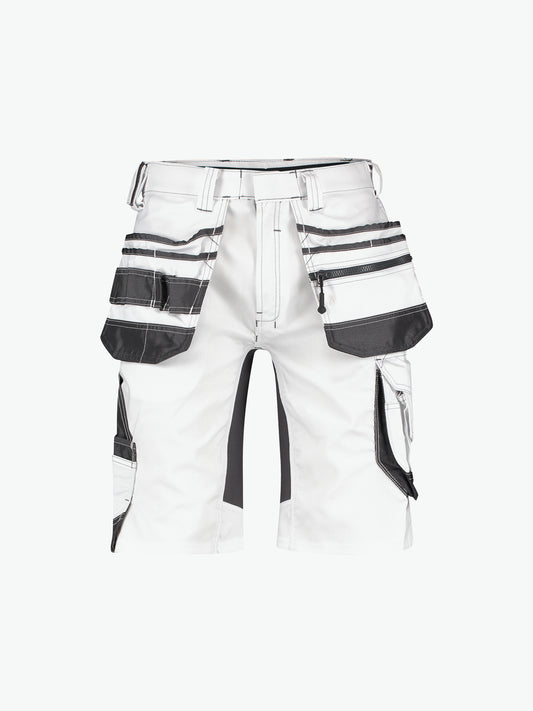 Dassy Trix Painters Schildersshort met stretch en holsterzakken - Wit/Antracietgrijs Korte Werkbroek Dassy