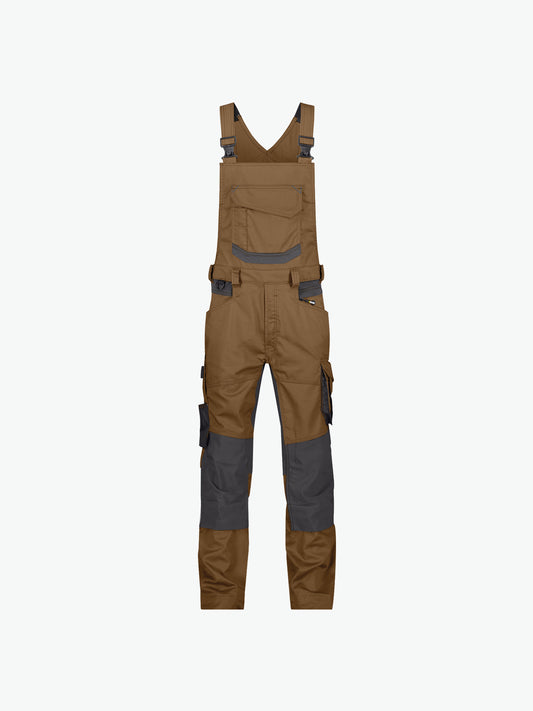 Dassy Tronix Bretelbroek met stretch en kniezakken - Leembruin/Antracietgrijs Werkbroek Dassy